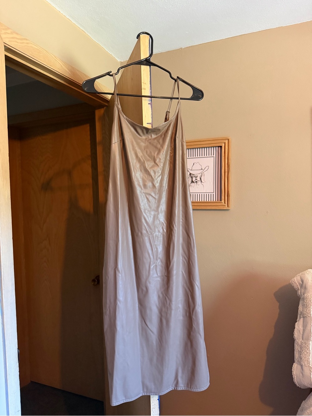 Faux leather dress in Taupe